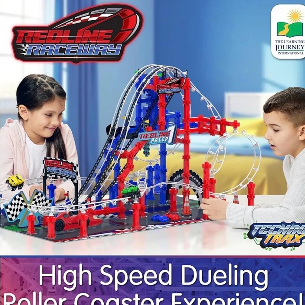 STEM The Learning Journey Techno Trax Redline Raceway Roller Coaster 400+ Pc NEW